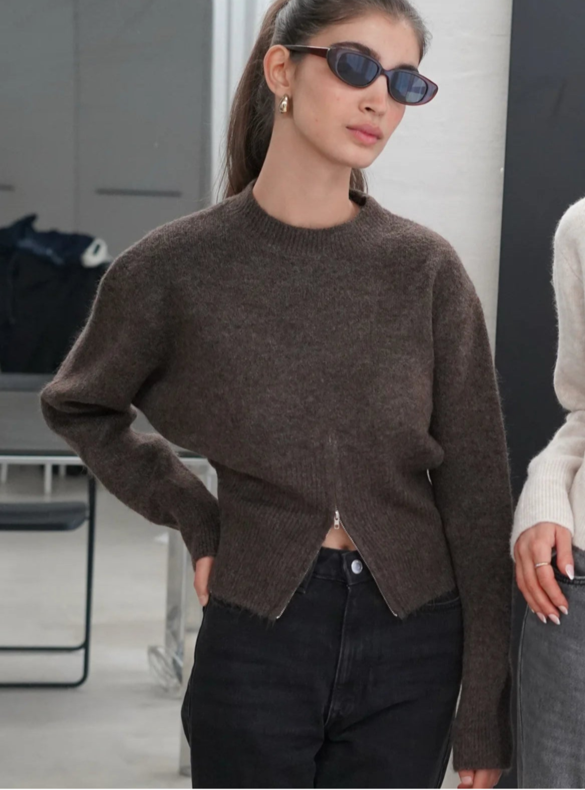 Zipper Waist Sweater