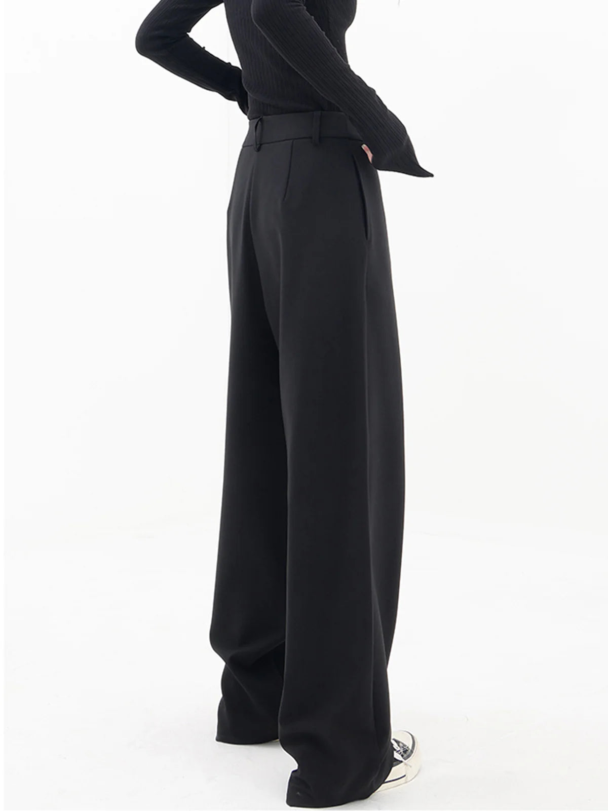 Asymmetrical Button Wide Leg Leisure Pants